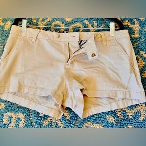 Volcom Beige Micro Shorts with Black & White Patterned Waistband
